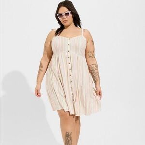 Torrid Mini Rayon Slub Fit Lace-Up Back Fit n' Flare Dress - Pastel Rainbow - 1X